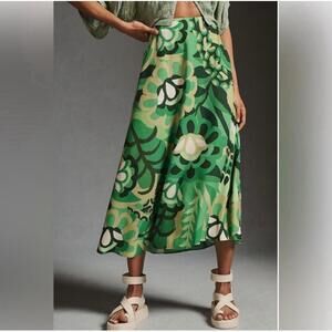 Anthropologie Farm Rio Floral Flowy Midi Skirt size L